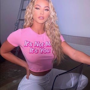 Fashion Nova It's Not Me It's You Crop Top (pink)